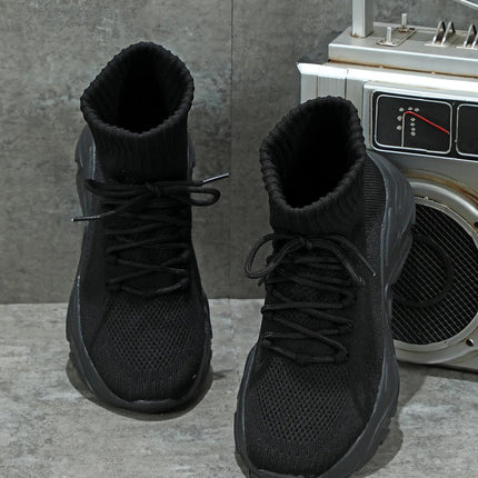 Women Casual Mesh Shoes Fashion Knitted Socks Shoes Chunky Shoes Slip-on Casual Sneakers Men Light Breathable Walking Footwear PlatiNum