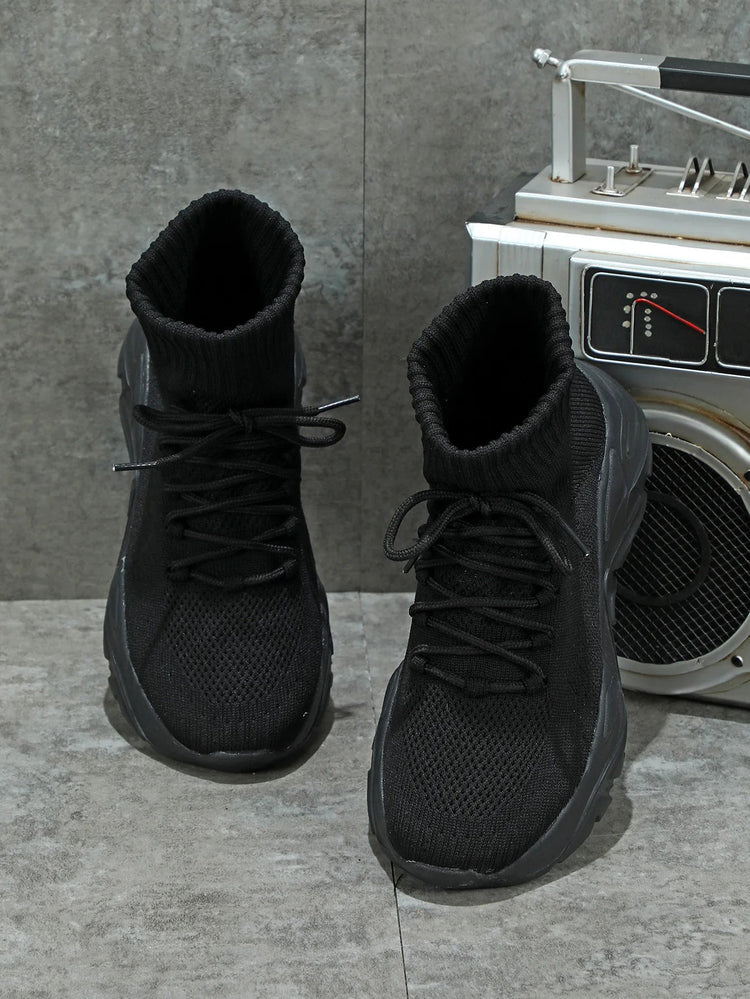 Women Casual Mesh Shoes Fashion Knitted Socks Shoes Chunky Shoes Slip-on Casual Sneakers Men Light Breathable Walking Footwear PlatiNum