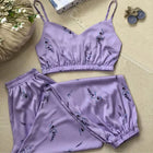 Pigiama in raso di seta sintetica Set da donna con cinturino superiore pantaloni da notte con stampa floreale pigiama autunnale abbigliamento da casa indumenti da notte abito da notte S-XXL