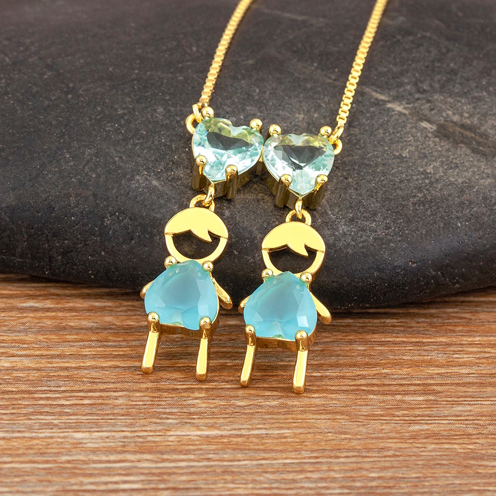 AIBEF Cuore Strass Ragazza e Ragazza Donna Ciondolo Collana Madre Cubic Zirconia Rame Dolce e Carino Gioielli Regalo di Fascino per Bambini