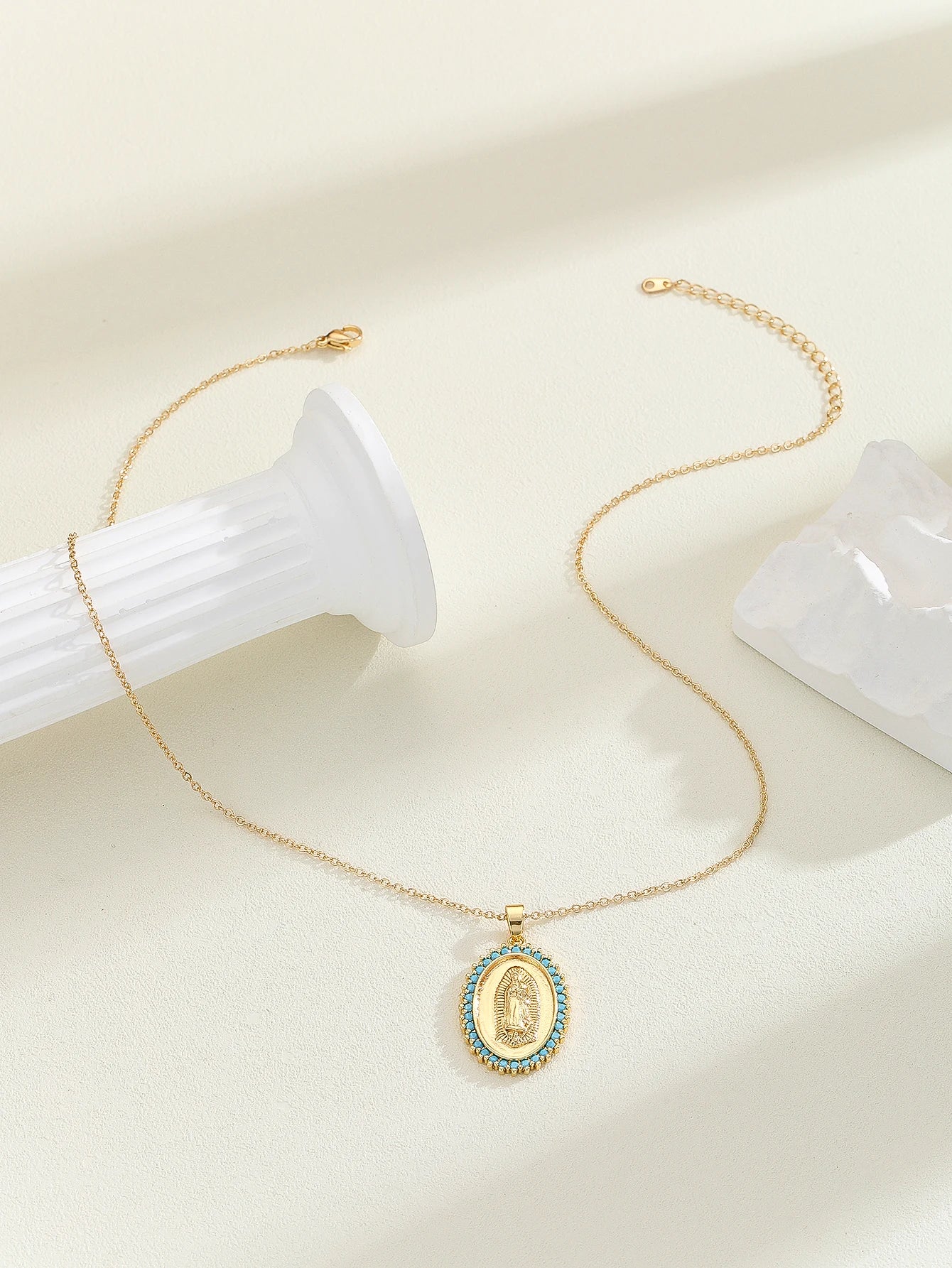 YYD Collana con ciondolo jesu in zirconi color rame alla moda per gioielli da donna, regalo, catena in acciaio inossidabile impermeabile