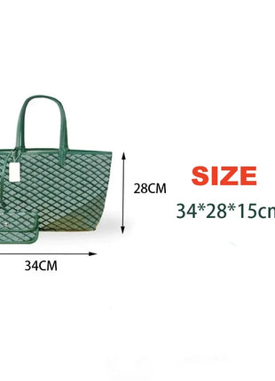 Borsa tote da donna in vera pelle da 34 cm, borsa alla moda, set da 2 pezzi con mini portafoglio in pelle abbinato per lo shopping quotidiano