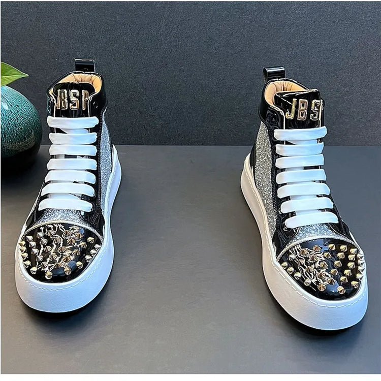 Rhinestone Luxury Designer Sneakers Italy Fashion Men Punk Hip Hop Platform Casual Shoes Trainers Business Wedding Loafers 93