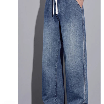 Abbigliamento da uomo Pantaloni a gamba larga Jeans larghi Streetwear Pantaloni in denim moda dritti Y2k Pantaloni da uomo in vita elastica lavati vintage