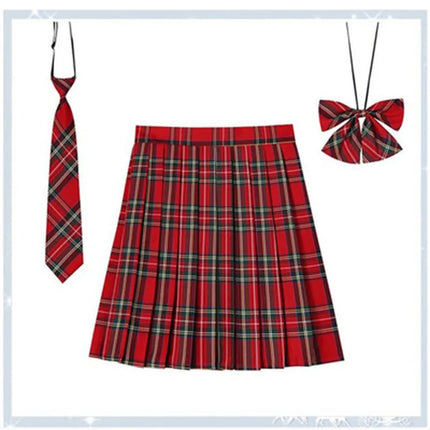 Damen Plissierter Schottenrock mit Fliege XS-5XL Harajuku Preppy Japanische Schuluniformen Mini Rock Sommer Jupe Kawaii für Mädchen