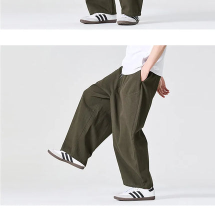 Pantaloni a Gamba Larga da Uomo, Stile Casual Harajuku, Comodi Joggers in Cotone, Pantaloni Cargo Tinta Unita, Abbigliamento Streetwear