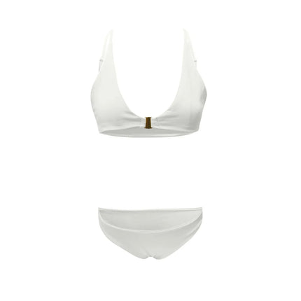 Muslimmuslimlim's Sexy muslimah Fashion tinta unita costumi da bagno donna vita alta Gold Lock Bikini Sexy Beachwear costume da bagno platinumshop