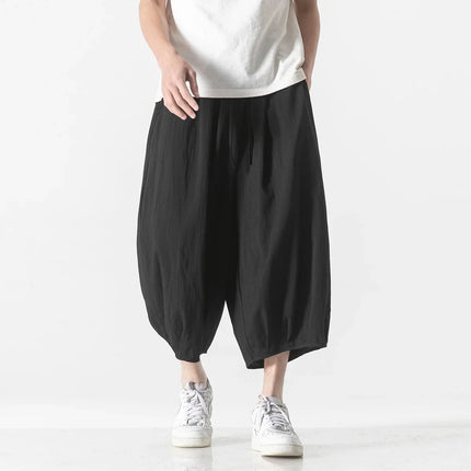 Pantaloni larghi estivi Vendite calde da uomo Harajuku Harem Pantaloni lanterna in cotone e lino Vintage Casual Giappone Samurai Pantaloni a gamba larga da uomo