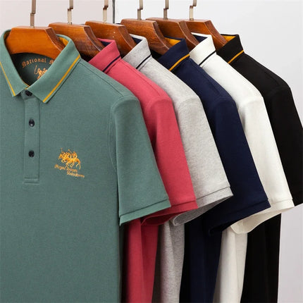 Men's Embroidered Short Sleeve Polo Shirt Casual Fashion Comfortable Summer Top