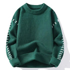 Solid Color Trendy Loose Knit Sweater With Coarse Yarn Weaving Pattern For Autumn And Winter Men's Top And Street Pullover