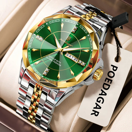 POEDAGAR Orologio da uomo di moda di lusso Top Business Impermeabile luminoso Data Settimana Orologi da uomo Orologio da polso da uomo in acciaio inossidabile al quarzo platinumshop