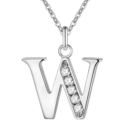 26 Letters 925 Sterling Silver Necklace Pendant Zircon For Women Exquisite Student Girlfriend Jewelry Accessories Wedding Gift PlatiNum
