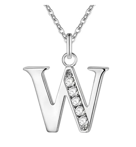 26 Letters 925 Sterling Silver Necklace Pendant Zircon For Women Exquisite Student Girlfriend Jewelry Accessories Wedding Gift PlatiNum