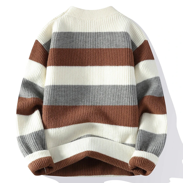 Men's Fashion stripe pattern Sweaters Autumn/Winter Loose Knittwear Men sweater youth Thick Warm patchwork pullovers Top