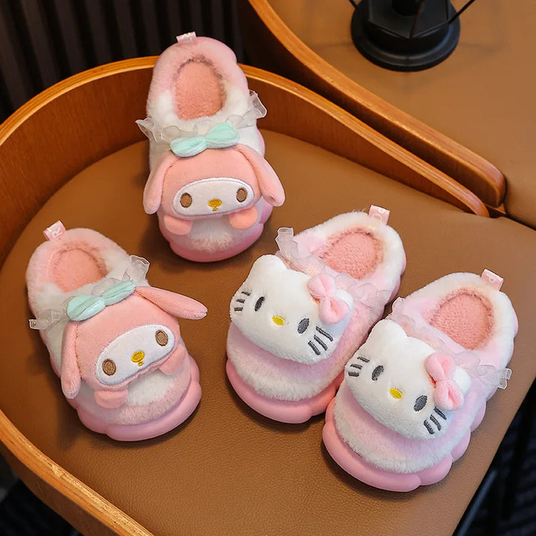 Winter Family Plush Slippers, Parent-Child Match Cartoon Indoor Home Shoes, Cozy Cotton-Lined Non-Slip Slides for All Ages