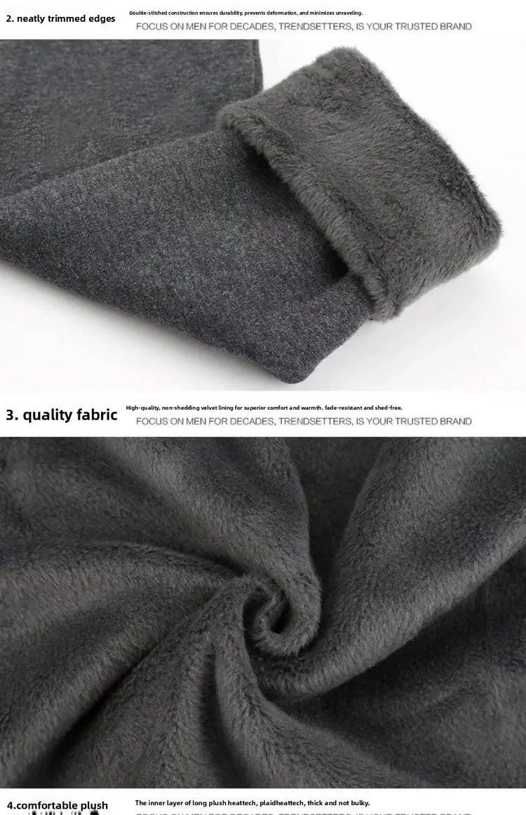 Thickened Fleece round Neck Long Sleeve Men's Base Shirt Warm Slim Fit Winter Inner Wear Casual Style T-Shirt Top PlatiNum