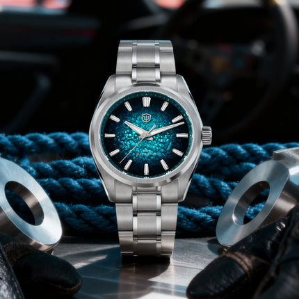 Watchdives WD0003C Ice Crack Dial 38mm Men Watch VH31 Sweep Seconds Quartz Movement Sapphire Luminous 10Bar Waterproof Watches