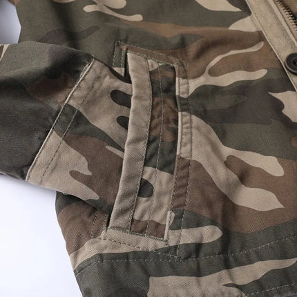 Vintage Style Men's Autumn Casual Jacket Tactical Camouflage Coat Stand Collar Outdoor Jacket Spring Outerwear
