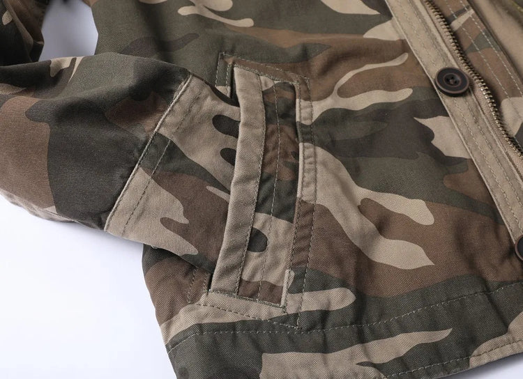 Vintage Style Men's Autumn Casual Jacket Tactical Camouflage Coat Stand Collar Outdoor Jacket Spring Outerwear