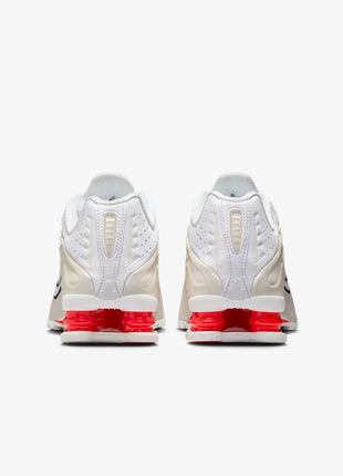 Nike Shox R4 Women's Running Shoes Low-Top Casual Comfort Breathable Wear-Resistant Support White Sail Crimson AR3565-103 PlatiNum
