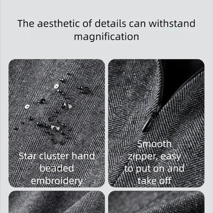 SENTUBILA Women's Sequin Skirt 2025 Elegant Wool Blend Bead Embroidery A Line Short Skirt Winter Thick Commute Clothes 161QA6559 PlatiNum