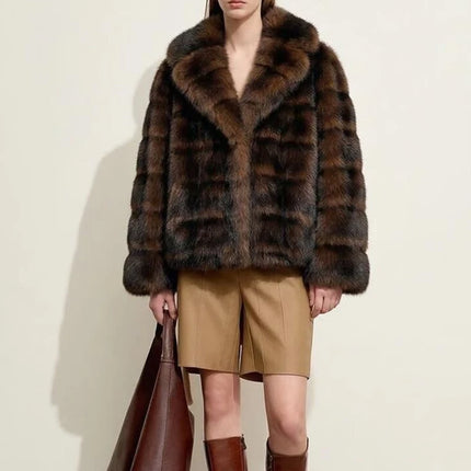 ZADORIN Luxury Woman Brown Mink Fur Coats Elegant Long Sleeve Fluffy Warm Faux Fur Coat Woman Loose Fur Jacket Winter Outerwears