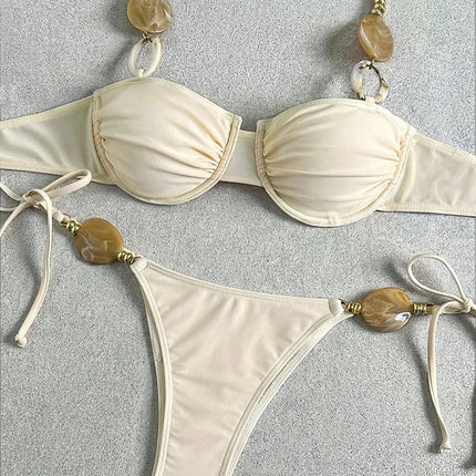 Micro Bikini 2026 Push Up Women's Swimwear Sexy Bikini Set String Thong Biquini Solid Color Beachwear