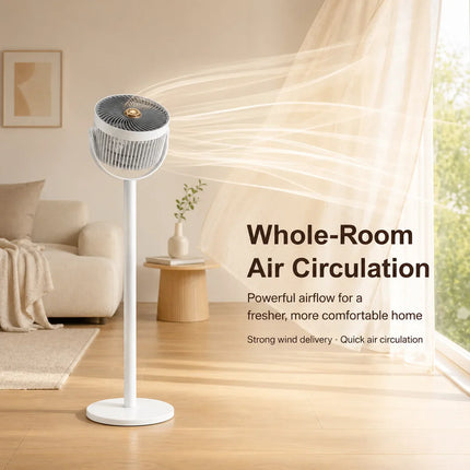 Ventilatore a piantana moderno 2-in-1 con circolazione d'aria, 5 velocità, 4 altezze, silenzioso, portatile, USB-C per casa, camera da letto, ufficio, camper, campeggio
