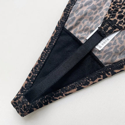 Ice Slik Low Waist Girls G String Leopard Flower Women Panties Sexy Briefs Thong T-back Underwear Female Lingerie Size S-XL