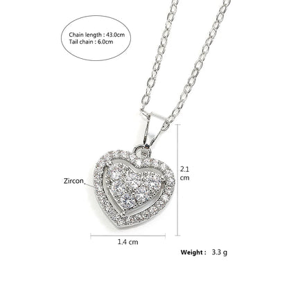 ZAKOL Simple Geometric Crystal White Zircon Pendant Necklace For Women Silver-Color Wedding Party Jewelry Gift With Box PlatiNum