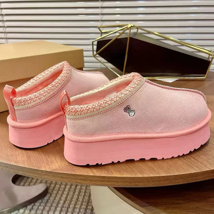 Tasman Winter Warm Wool Women's Tazz Classic Ultra Mini Platform Slippers Thick Sole Genuine Leather And Fur Snow Boots