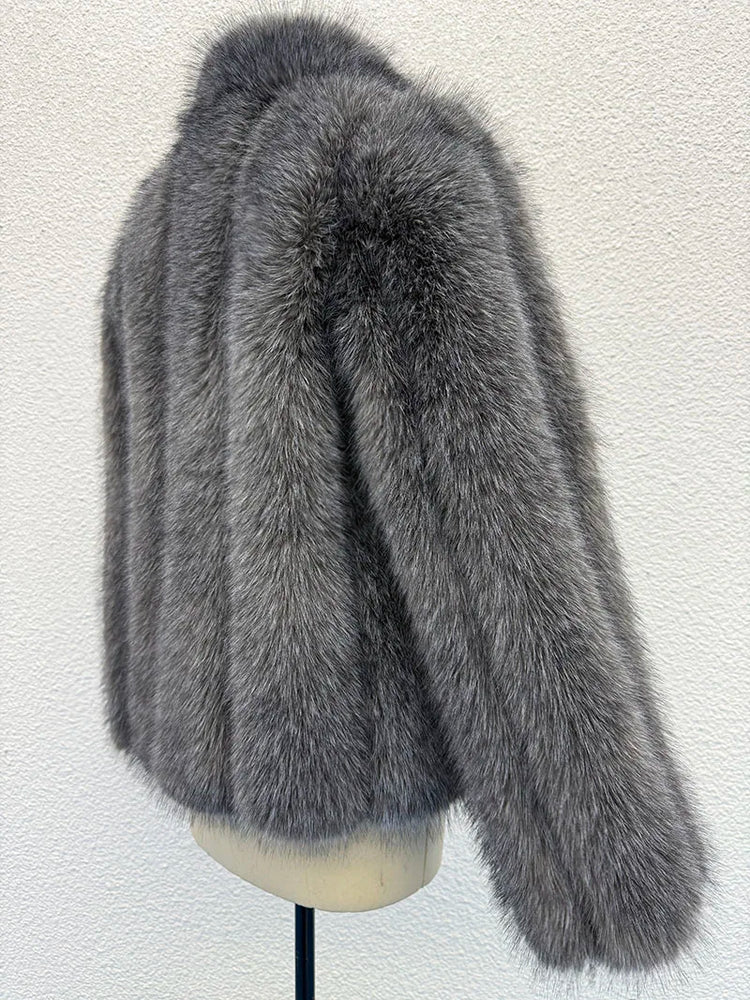 ZADORIN New Luxury Patchwork Striped Stand Collar Faux Fur Coat Woman Clothing Winter Furry Jacket Fur Faux Coats Warm Fur Top