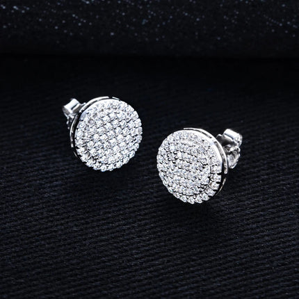MossanRappr 0.9cttw Moissanite Bling Orecchini rotondi in argento sterling 925 Moda Gioielli Hip Hop Regali per donne e uomini platinumshop
