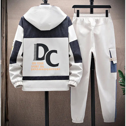 Casual Two Piece Men's Sets Clothing Spring Autumn Hooded Jackets And Pants Tracksuits Youth Street Wear Loose Top Coat & Jogger
