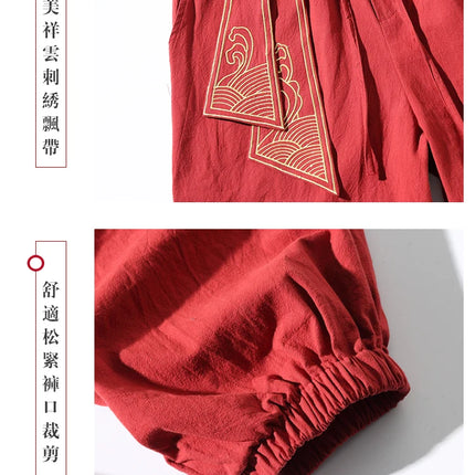 Kimono da uomo in cotone e lino costume da samurai giapponese Ukiyo-e cintura con stampa pantaloni stile harem retrò pantaloni larghi da uomo Hip Hop Harajuku Haori