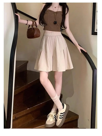 Shorts Womens Woolen High Waist Double Deck Winter Office Lady Mature Classic Elegant Commuter Flannel Warm Formal Workwear