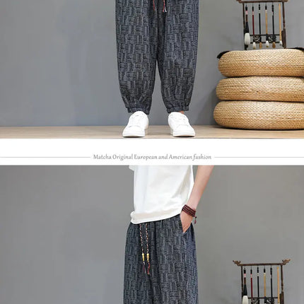 Pantaloni a Gamba Larga Stile Cinese in Corduroy, Pantaloni Lantern da Uomo, Comodi e Traspiranti per Autunno e Inverno, Jogger Casual