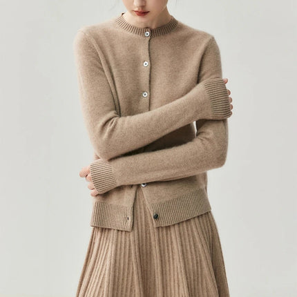 CHICUU Women's A-line Pleated Skirt 100% Cashmere Knit Mini Skirt Autumn Winter Preppy Style Above Knee Skirt Cashmere Knitwear PlatiNum