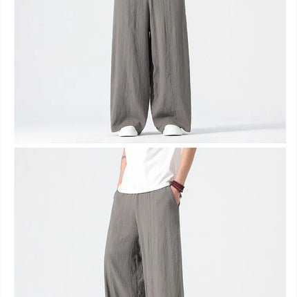 Pantaloni a gamba dritta da uomo in cotone e lino, stile retrò, larghi, leggeri, sottili, stile Nepal, comodi, stile Harajuku, taglie forti fino alla 5XL