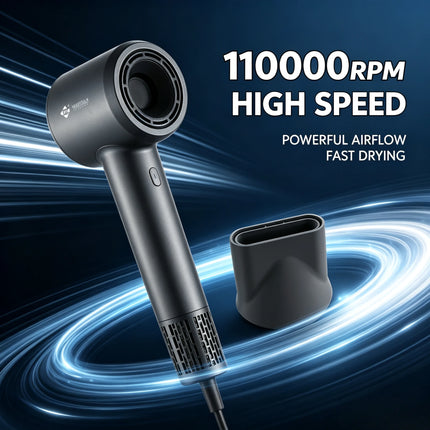 High Speed Negative Ions Hair Dryer 110000RPM 1600W Low Noise Blow Dryer With Concentrator Nozzle For Home Salon Daily Hairstyling