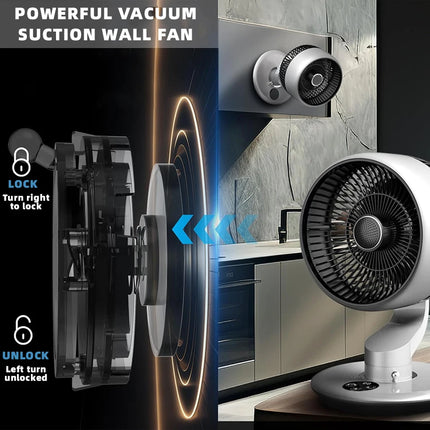 Ventilatore da tavolo USB da 7800 mAh, 5 velocità regolabili, timer 9H e 120° °   Ventilatore Elettrico Oscillante Intelligente da Parete Silenzioso per Cucina e Bagno