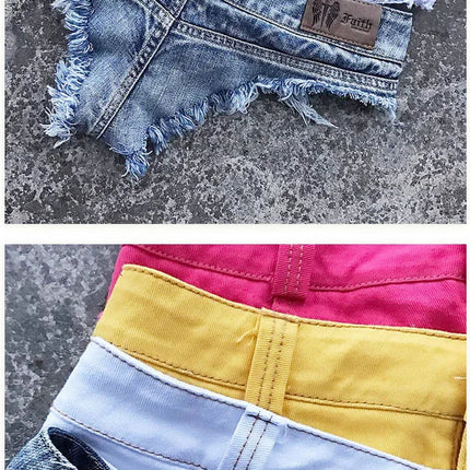 Women's Denim Shorts StreetWear Y2k Low Waisted Denim Beach Bikini Retro Super Shorts Nightclub Bar Pole Dance Clotheshot Summer PlatiNum
