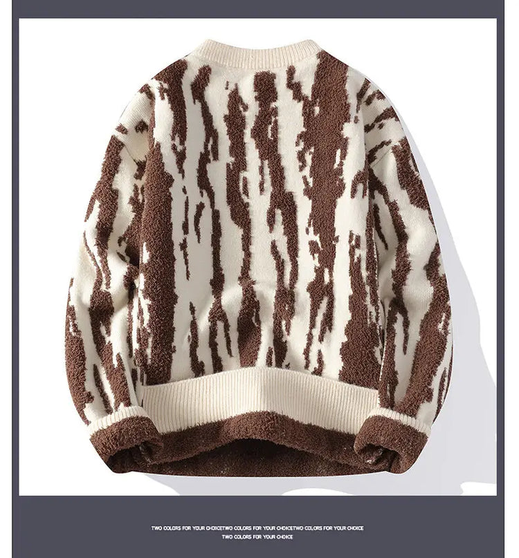 Harajuku Sweater Men's Y2K Knitted Printing Sweater Men's Wool Pullover Men's Retro Knitted Color Block Tops