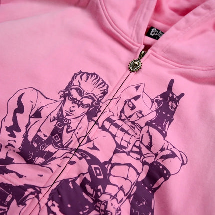 Jojo Bizarre Adventure Star Design Hoodies Women Men Zip Anime Hoodie Harajuku Streetwear Sweatshirt Y2k Men Clothing