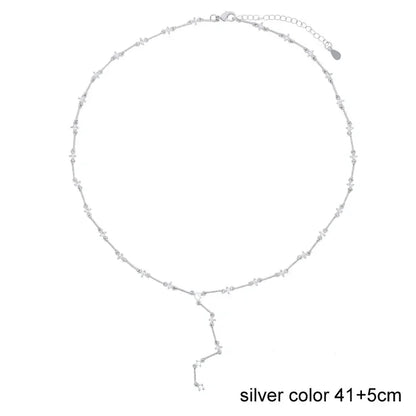 Nuovo speciale color oro Goccia d'acqua Bling Ovale CZ Collana girocollo Lariat Lunga barra a goccia a forma di Y Lunga nappa Gioielli da donna 2025