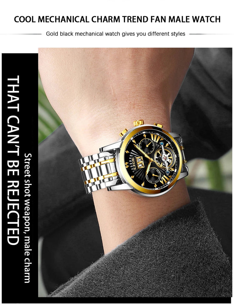 Orologi da Polso Meccanici Automatici LIGE 2026 per Uomo, Marca di Lusso, Orologio da Uomo con Tourbillon, Moda Business, Impermeabile platinumshop