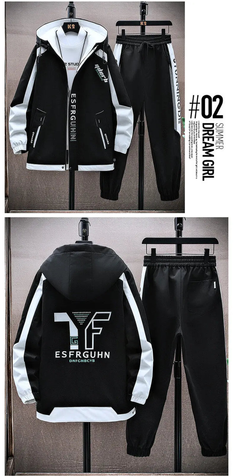 Casual Hooded Jackets And Pants Tracksuit Men's Clothing Sets 2026 Spring Autumn Youth Outdoor Sportswear 2 Pieces Coats Top Set