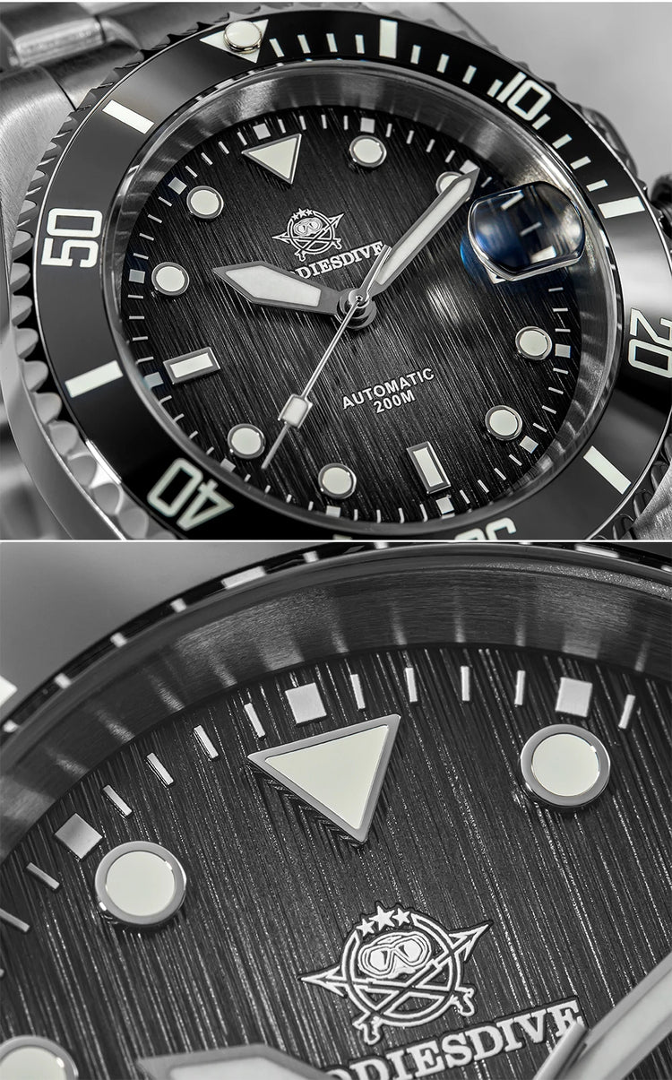 ADDIESDIVE Dive Watch Men NH35A Automatic 200M Waterproof Sapphire Crystal Ceramic Bezel Luminous Steel Wristwatch AD2078