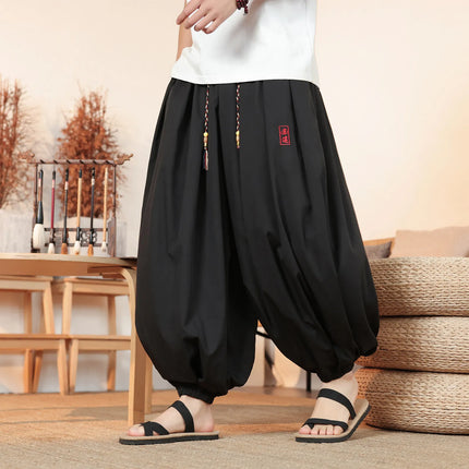 Pantaloni Estivi da Uomo in Seta Ghiaccio Sottile Traspirante, Pantaloni alla Moda a Lanterna, Casual, Comodi, a Gamba Larga, Taglie Forti fino alla 8XL
