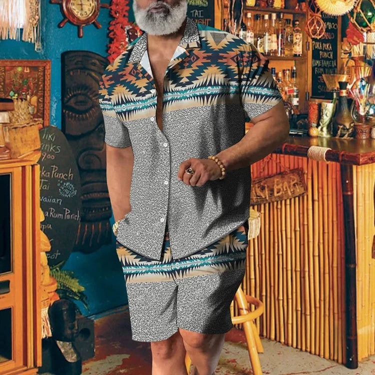 2024 Camicia a maniche corte da uomo ad alto temperamento Pantaloncini in due pezzi Estate Nuova camicia con risvolto traspirante Set di pantaloncini con coulisse casual platinumshop